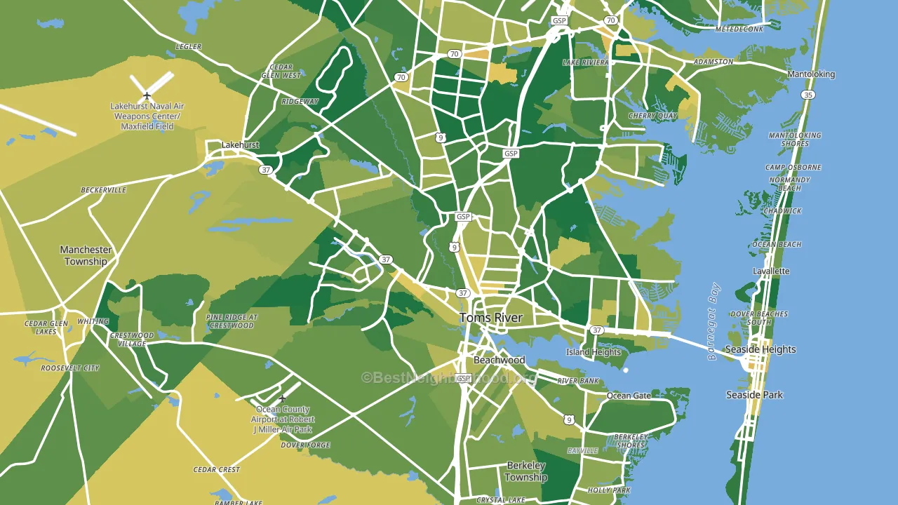 Ocean County, NJ block-group voter-turnout map