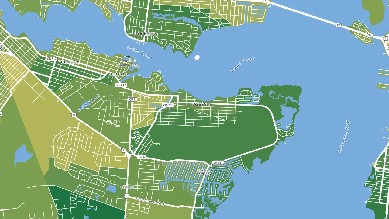 Ocean Gate, NJ block-group voter-turnout map