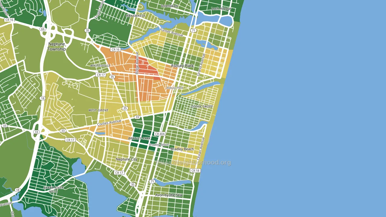 Ocean Grove, NJ block-group voter-turnout map