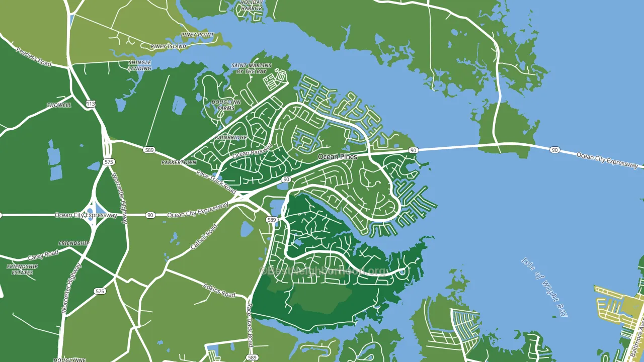 Ocean Pines, MD block-group voter-turnout map