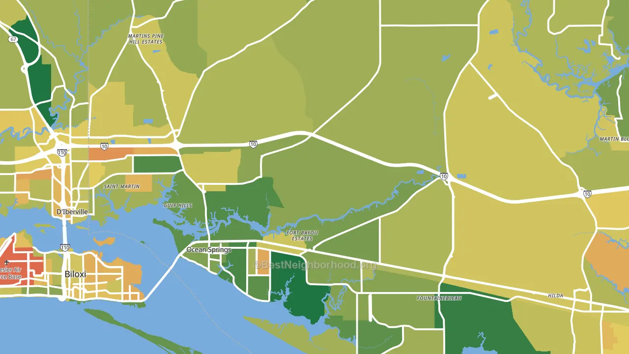 Ocean Springs, MS block-group voter-turnout map
