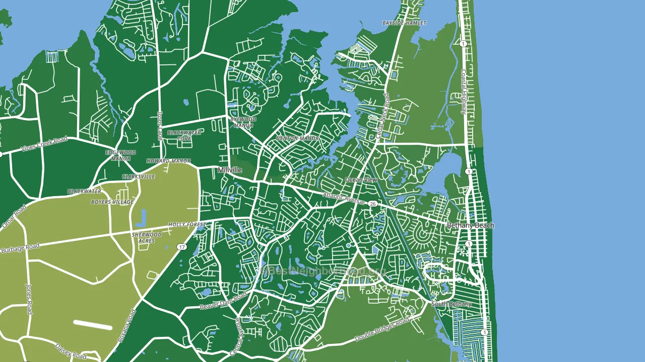 Ocean View, DE block-group voter-turnout map