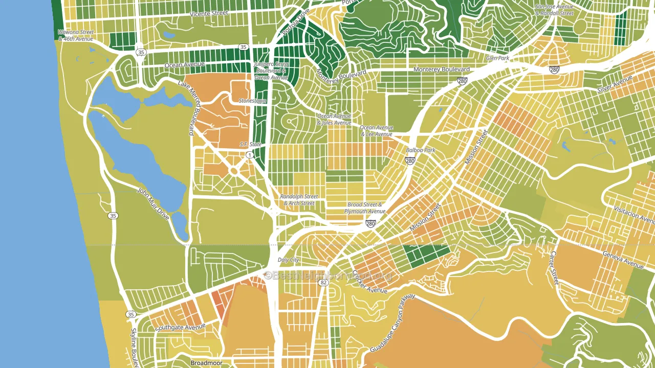 Ocean View, San Francisco, CA block-group voter-turnout map