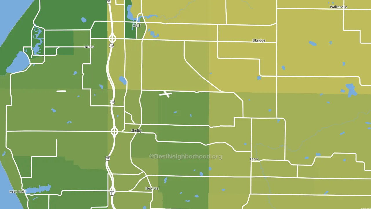 Oceana County, MI block-group voter-turnout map