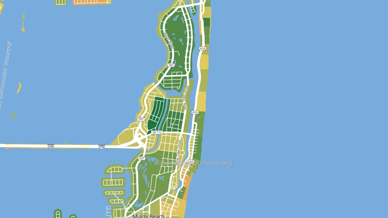 Oceanfront, Miami Beach, FL block-group voter-turnout map