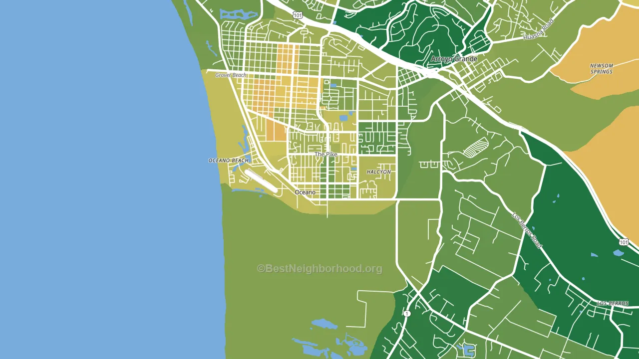 Oceano, CA block-group voter-turnout map