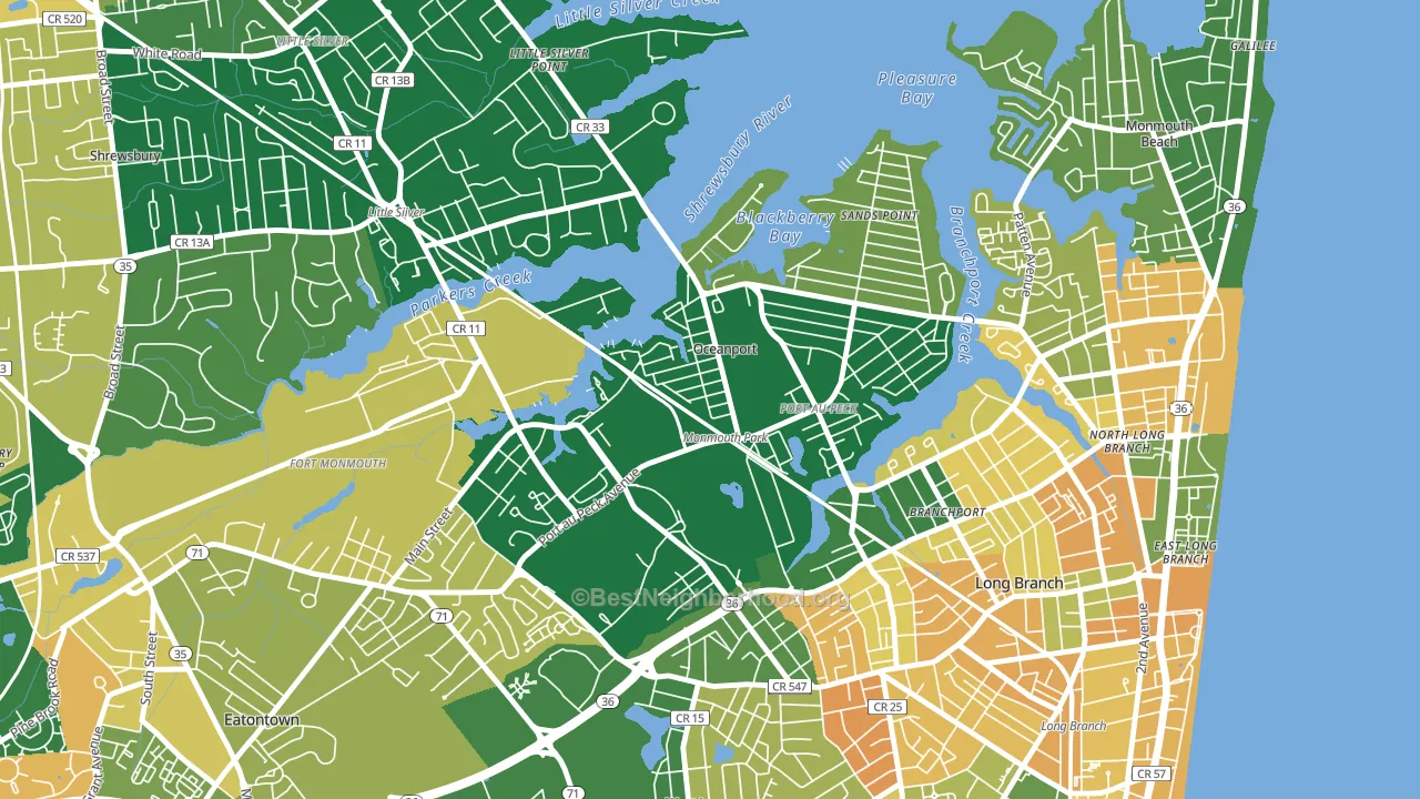 Oceanport, NJ block-group voter-turnout map