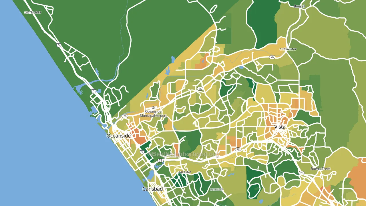 Oceanside, CA block-group voter-turnout map