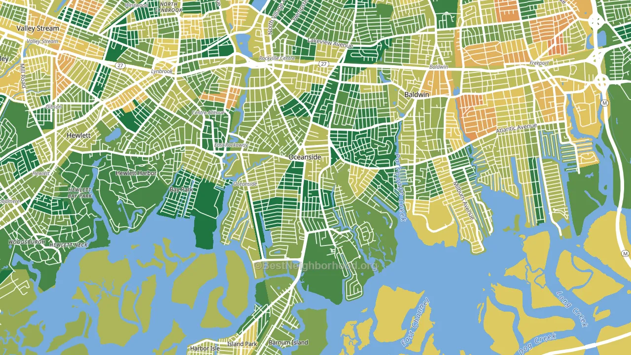 Oceanside, NY block-group voter-turnout map