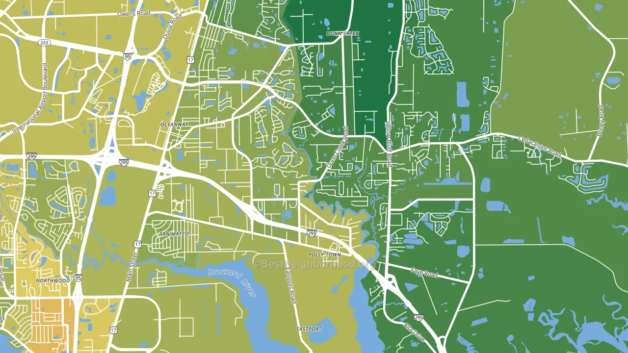 Oceanway, Jacksonville, FL block-group voter-turnout map