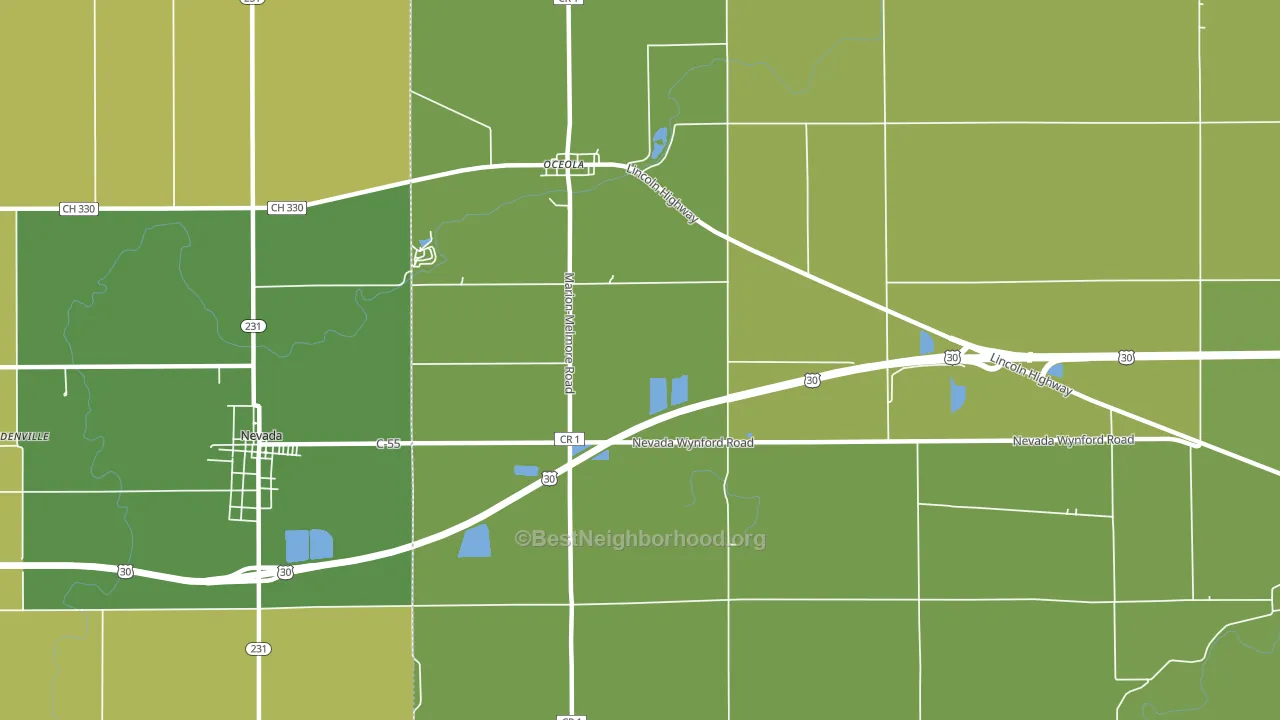 Oceola, OH block-group voter-turnout map