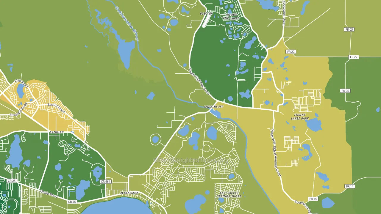 Ocklawaha, FL block-group voter-turnout map