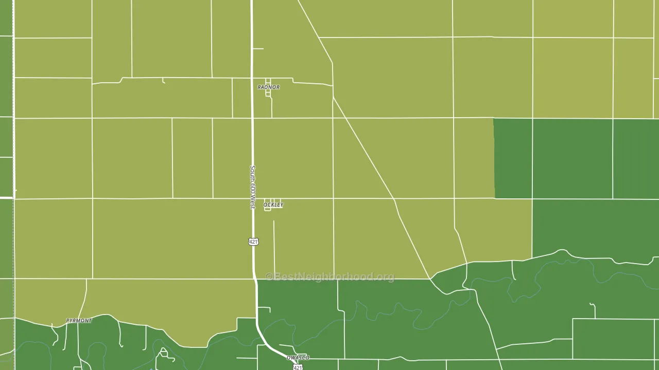 Ockley, IN block-group voter-turnout map