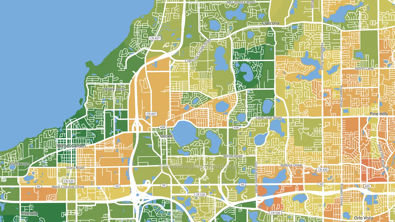 Ocoee, FL block-group voter-turnout map