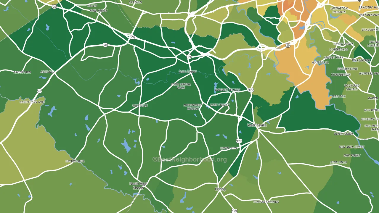 Oconee County, GA block-group voter-turnout map