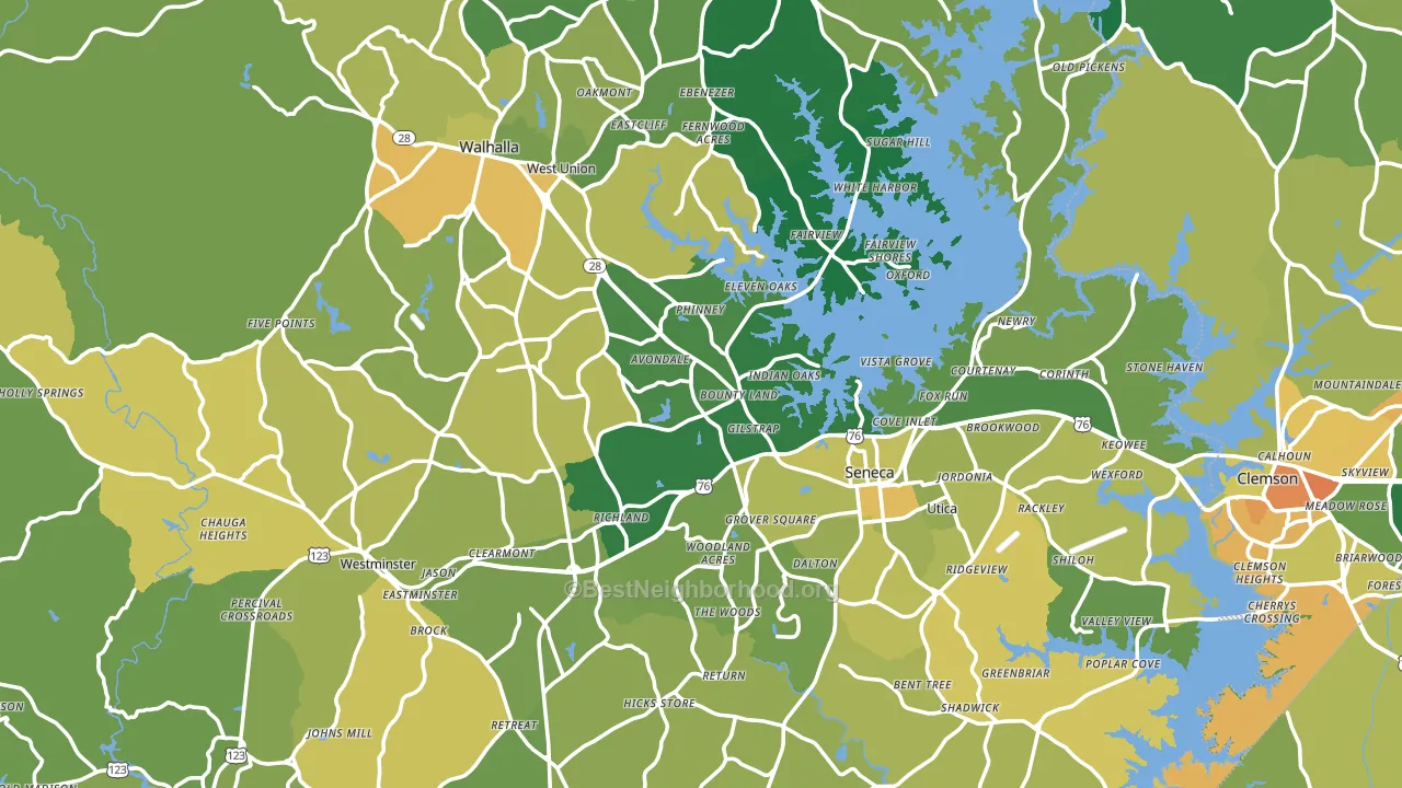 Oconee County, SC block-group voter-turnout map