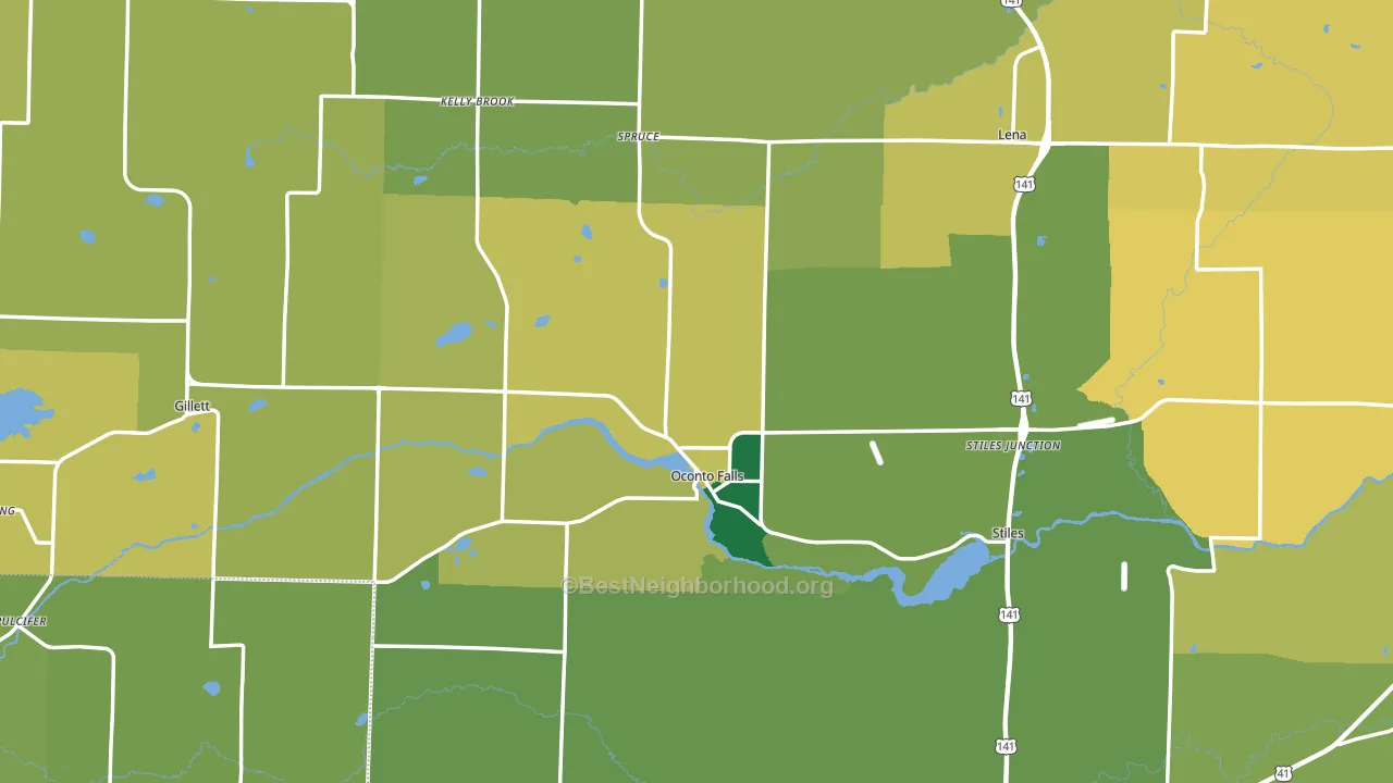Oconto County, WI block-group voter-turnout map