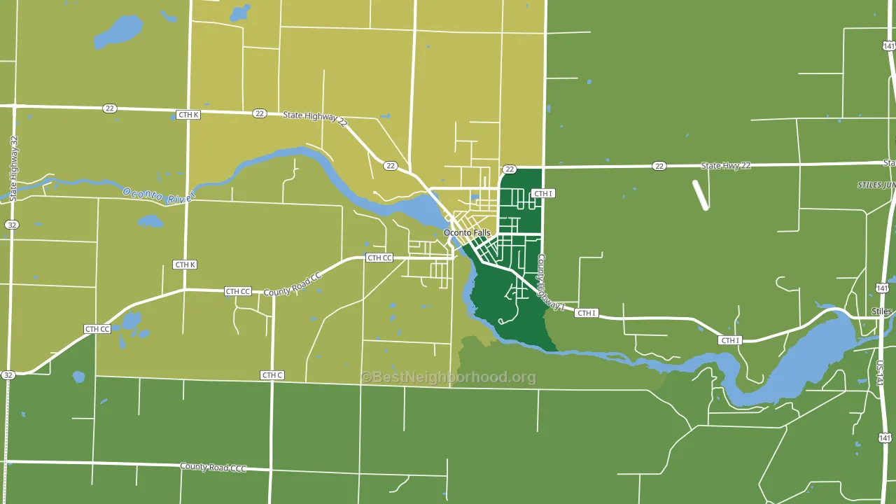 Oconto Falls, WI block-group voter-turnout map