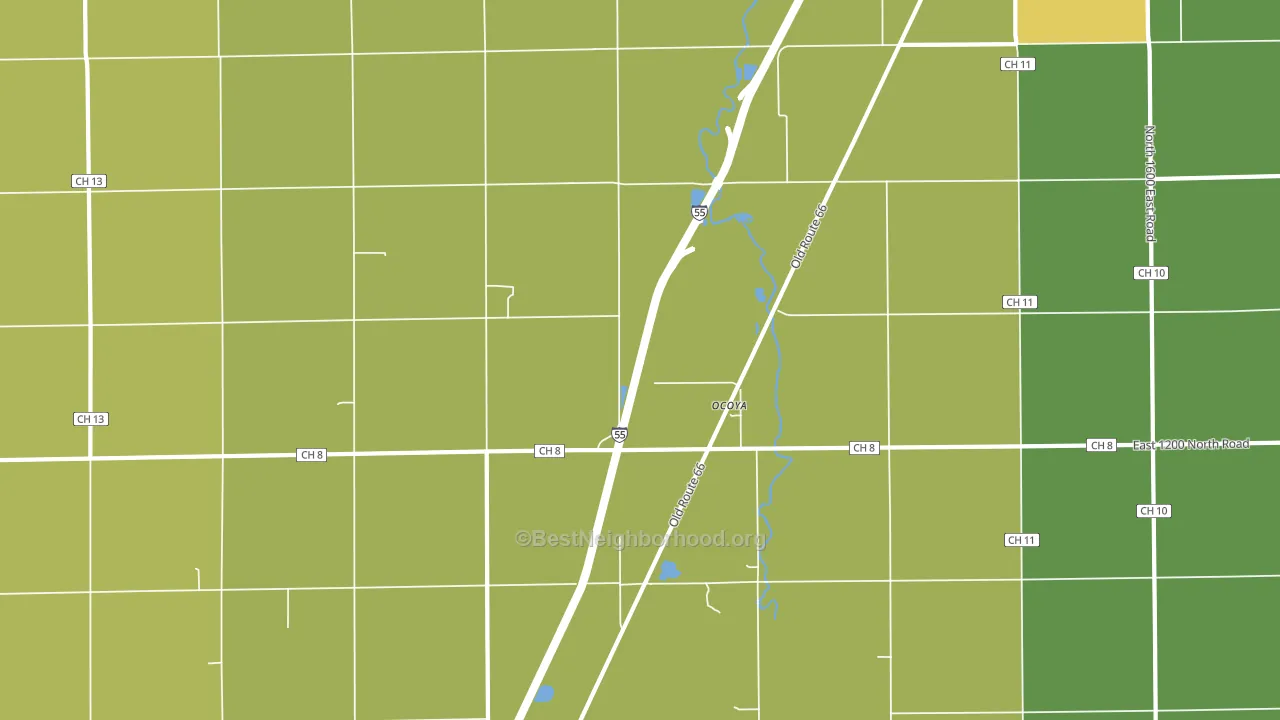 Ocoya, IL block-group voter-turnout map