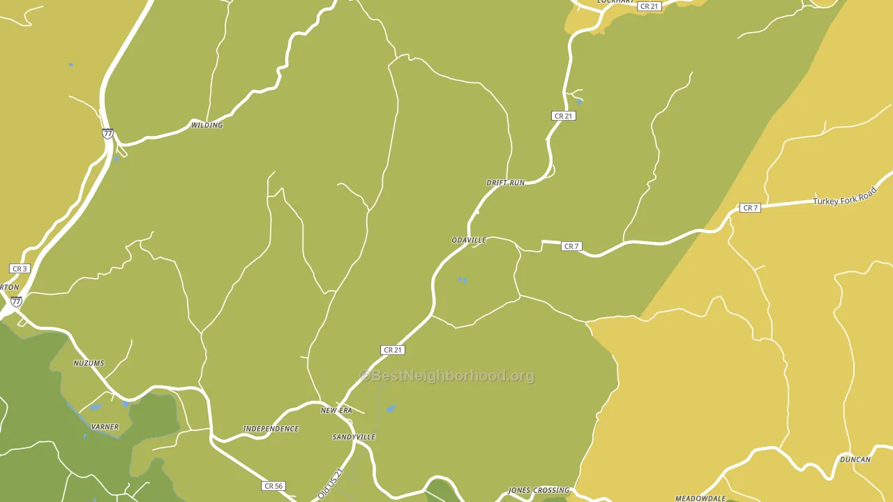 Odaville, WV block-group voter-turnout map