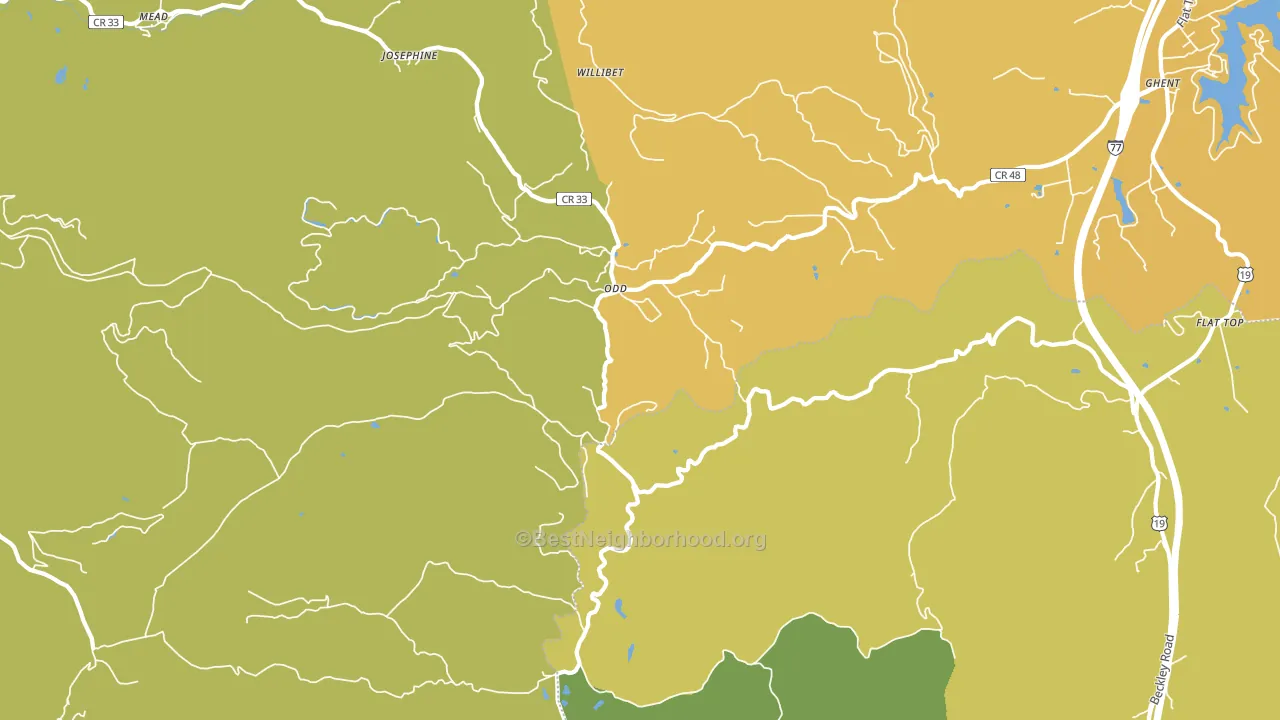 Odd, WV block-group voter-turnout map
