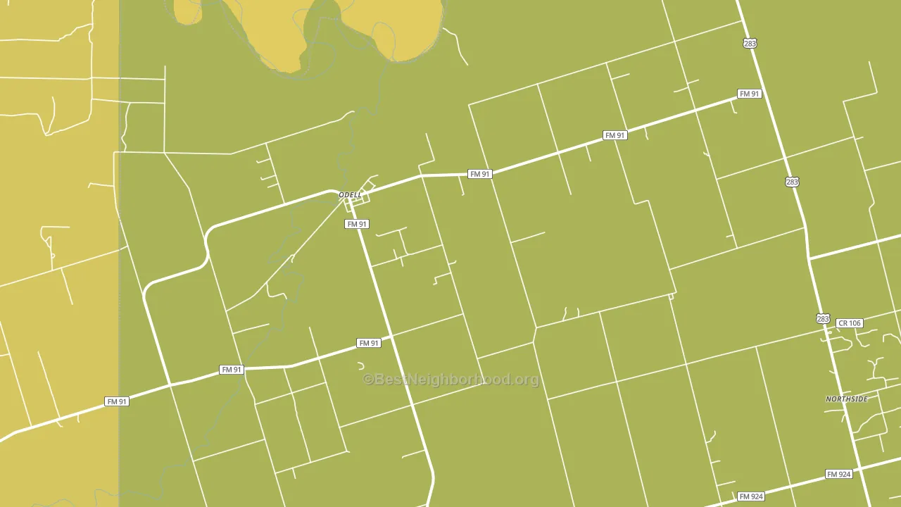 Odell, TX block-group voter-turnout map