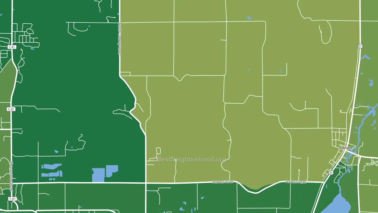 Oden, MI block-group voter-turnout map