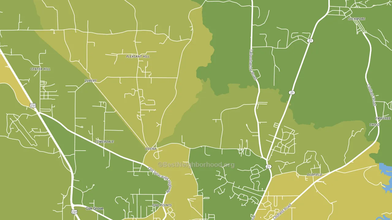 Odena, AL block-group voter-turnout map