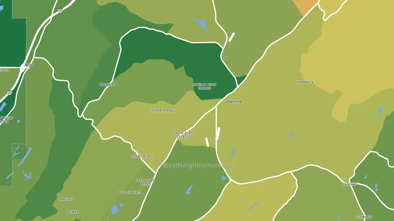 Odenville, AL block-group voter-turnout map