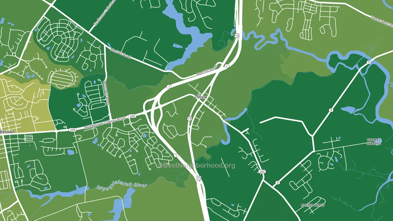 Odessa, DE block-group voter-turnout map