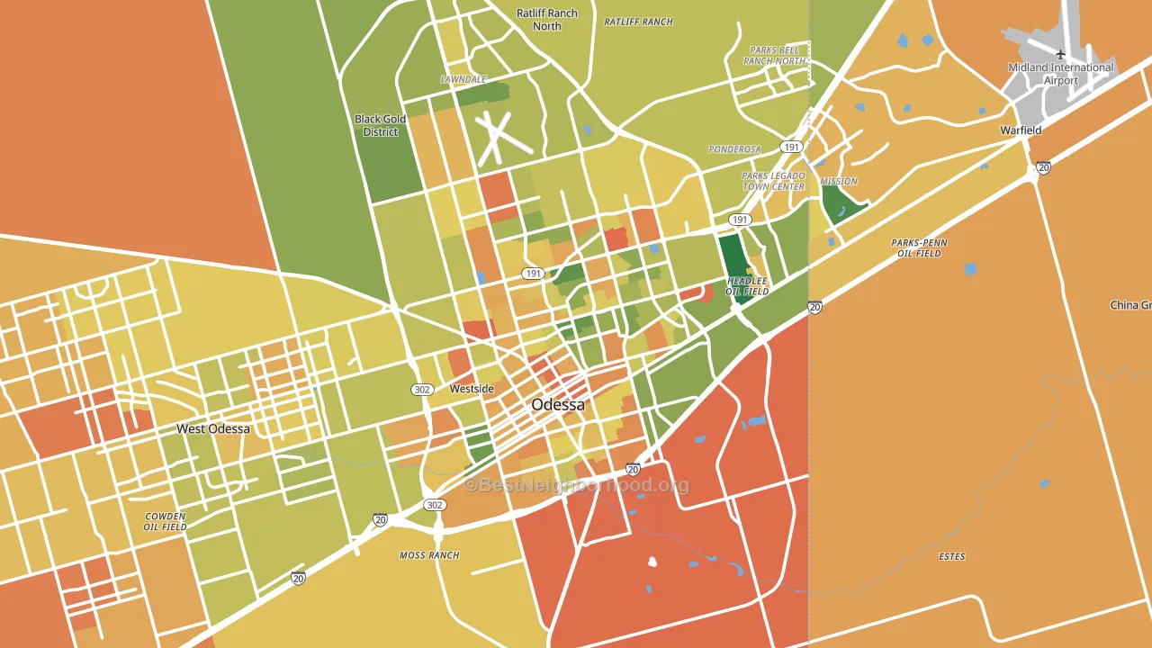 Odessa, TX block-group voter-turnout map