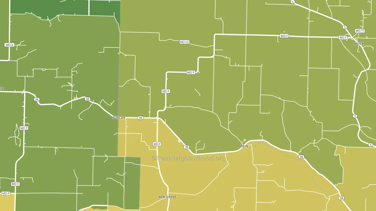 Odin, MO block-group voter-turnout map