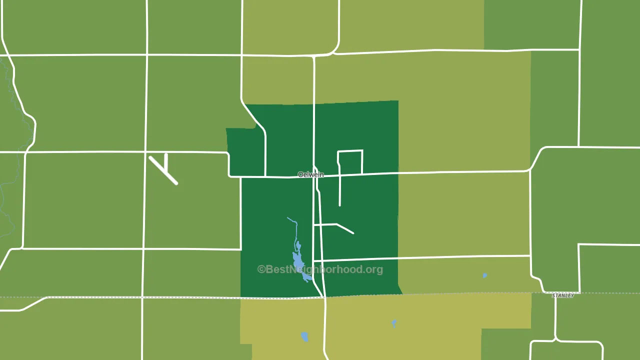 Oelwein, IA block-group voter-turnout map