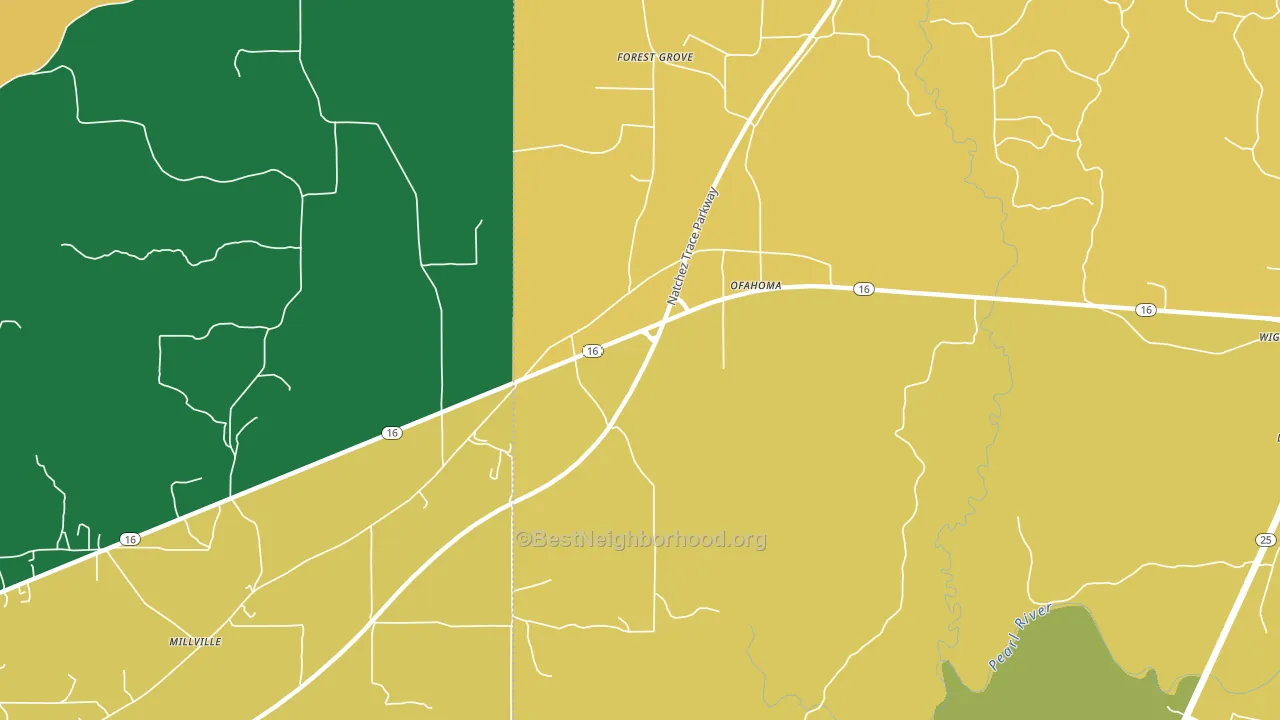 Ofahoma, MS block-group voter-turnout map