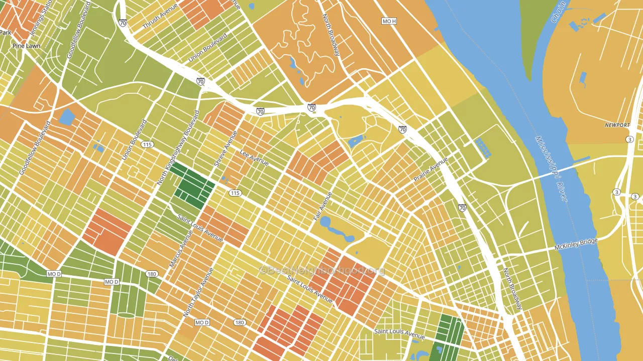 O'Fallon, St. Louis, MO block-group voter-turnout map