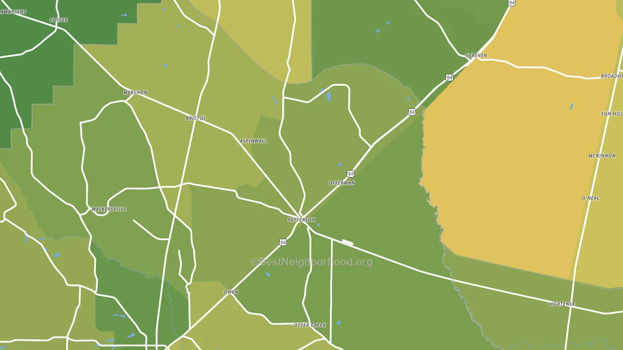 Offerman, GA block-group voter-turnout map