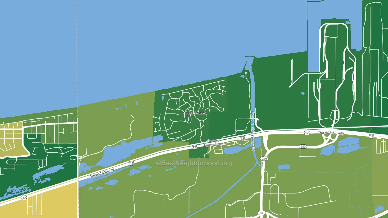 Ogden Dunes, IN block-group voter-turnout map