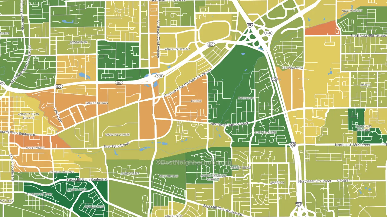 Ogden, Vancouver, WA block-group voter-turnout map