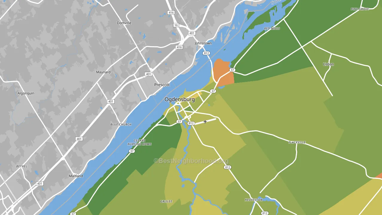Ogdensburg, NY block-group voter-turnout map