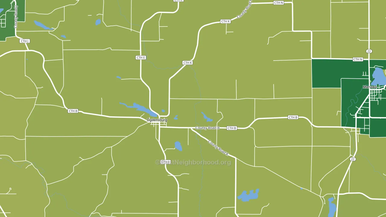 Ogdensburg, WI block-group voter-turnout map