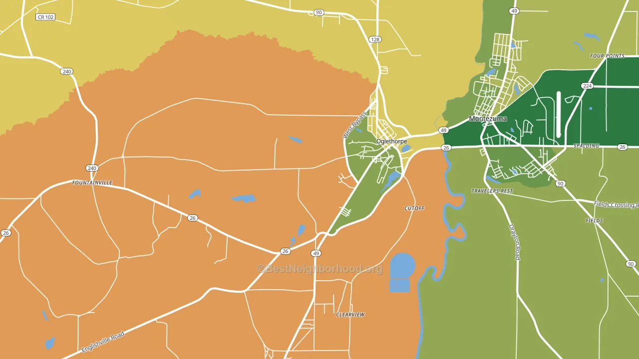 Oglethorpe, GA block-group voter-turnout map