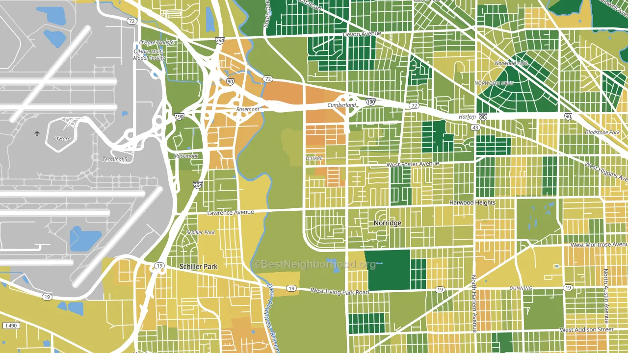 O'Hare, Chicago, IL block-group voter-turnout map