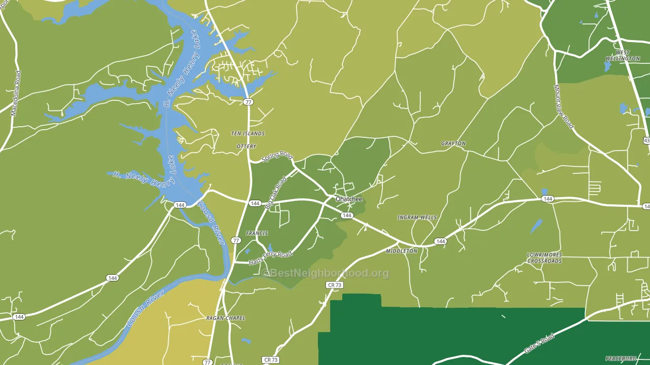 Ohatchee, AL block-group voter-turnout map