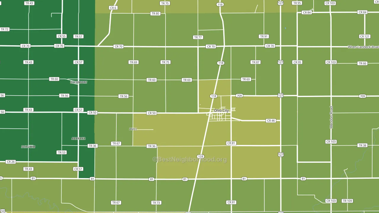 Ohio City, OH block-group voter-turnout map