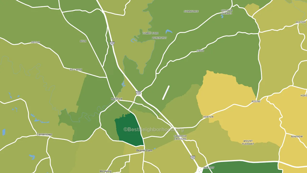 Ohio County, KY block-group voter-turnout map