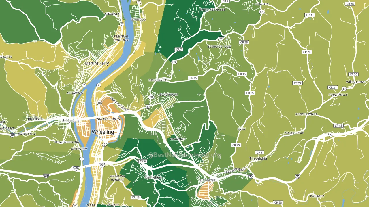 Ohio County, WV block-group voter-turnout map