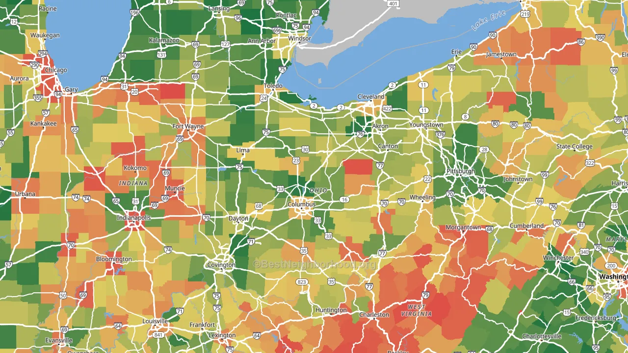 Ohio block-group voter-turnout map