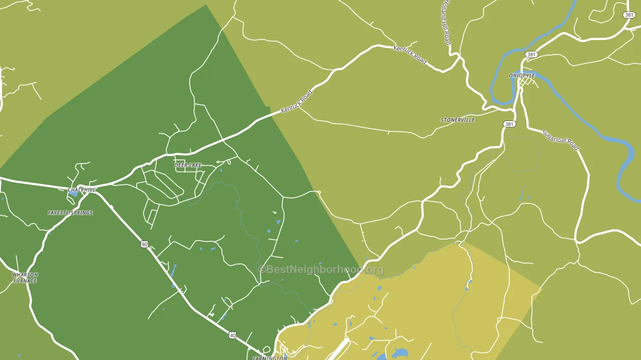 Ohiopyle, PA block-group voter-turnout map
