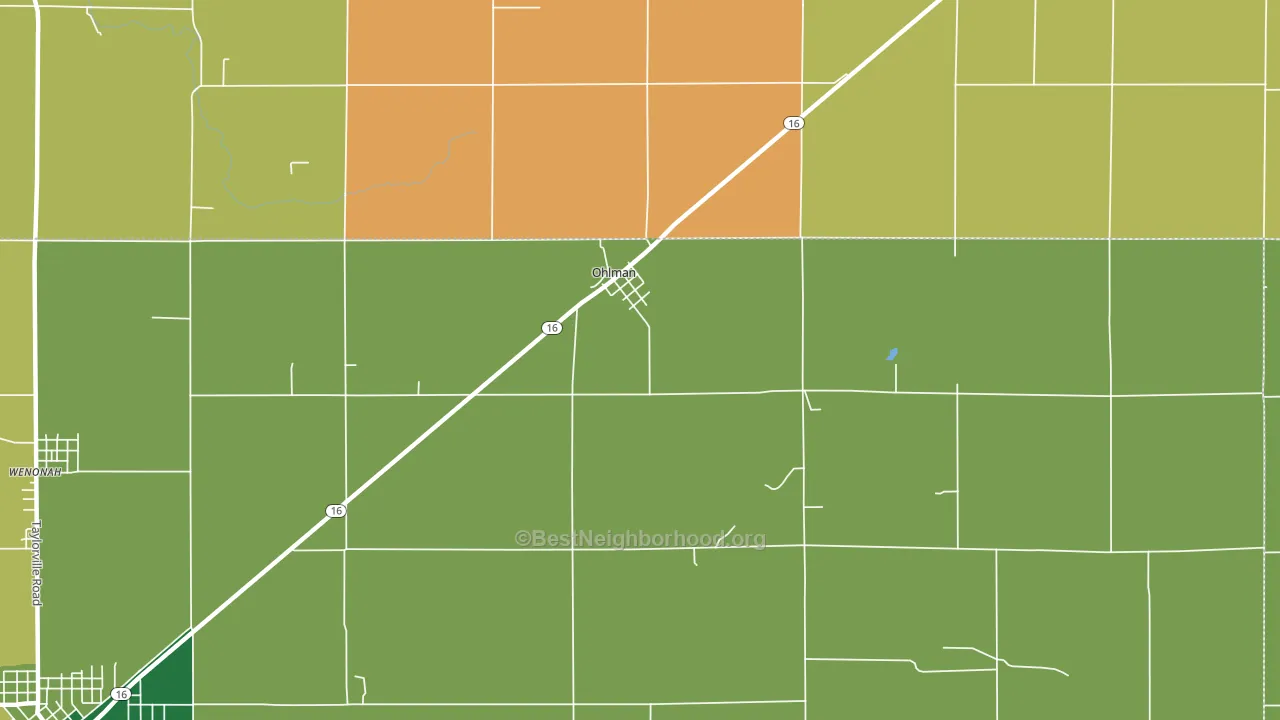 Ohlman, IL block-group voter-turnout map