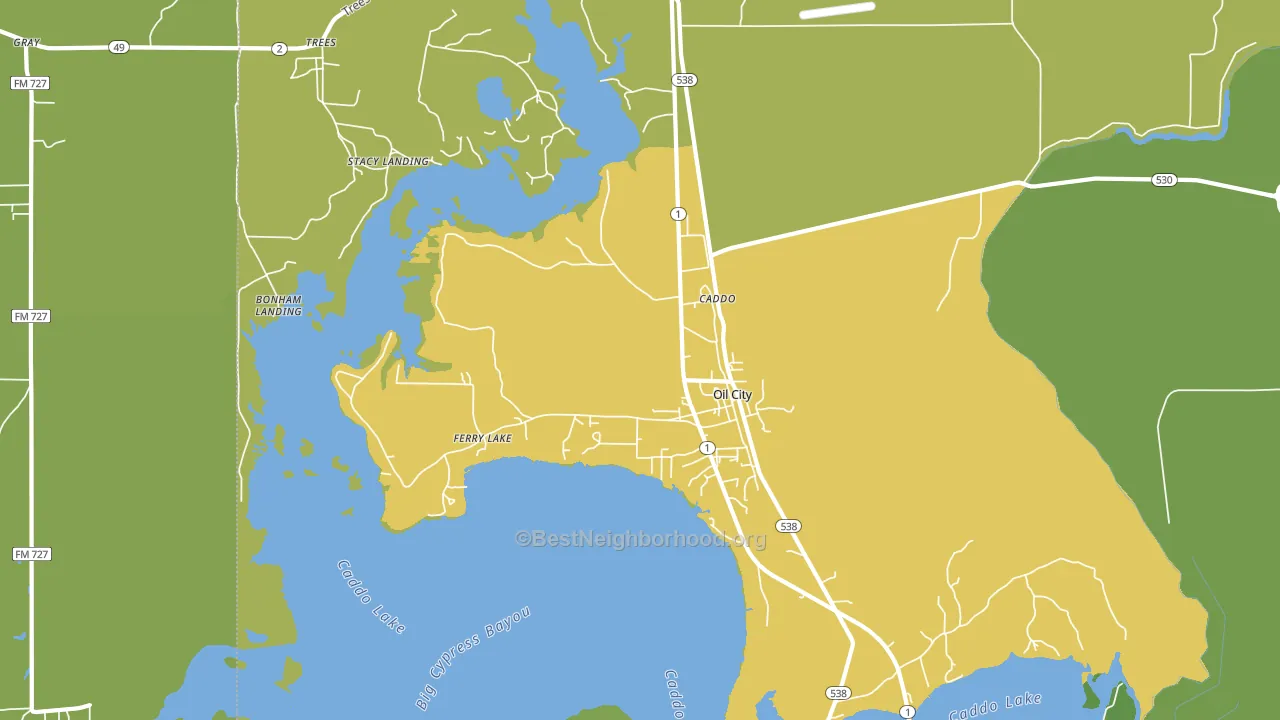 Oil City, LA block-group voter-turnout map